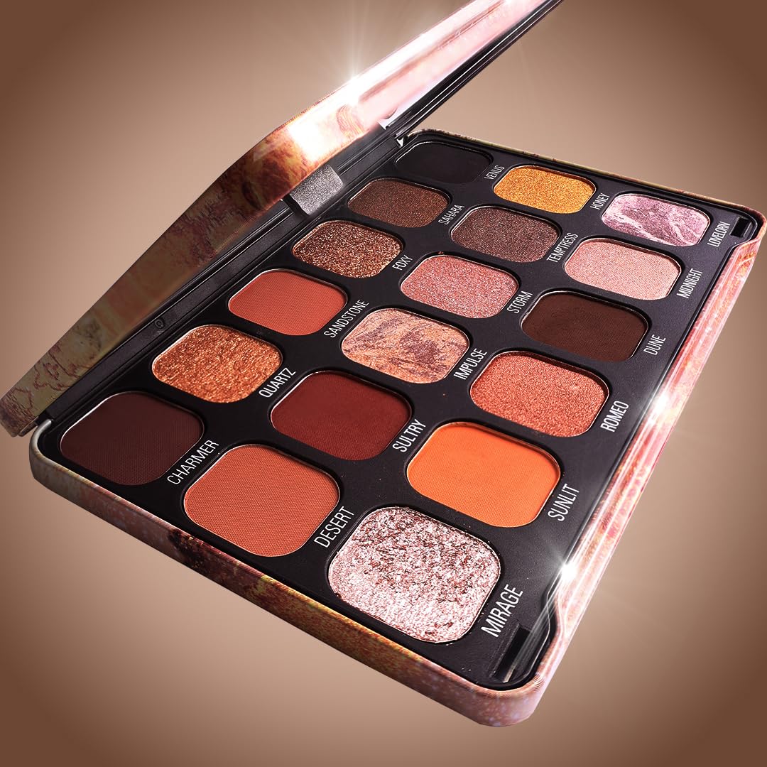 Makeup Revolution Forever Flawless Eyeshadow Palette- Bronze Temptation | Highly Pigmented and Blendible | Includes 18 shades- Glitters and Mattes | Long Wearing and Waterproof - 19g