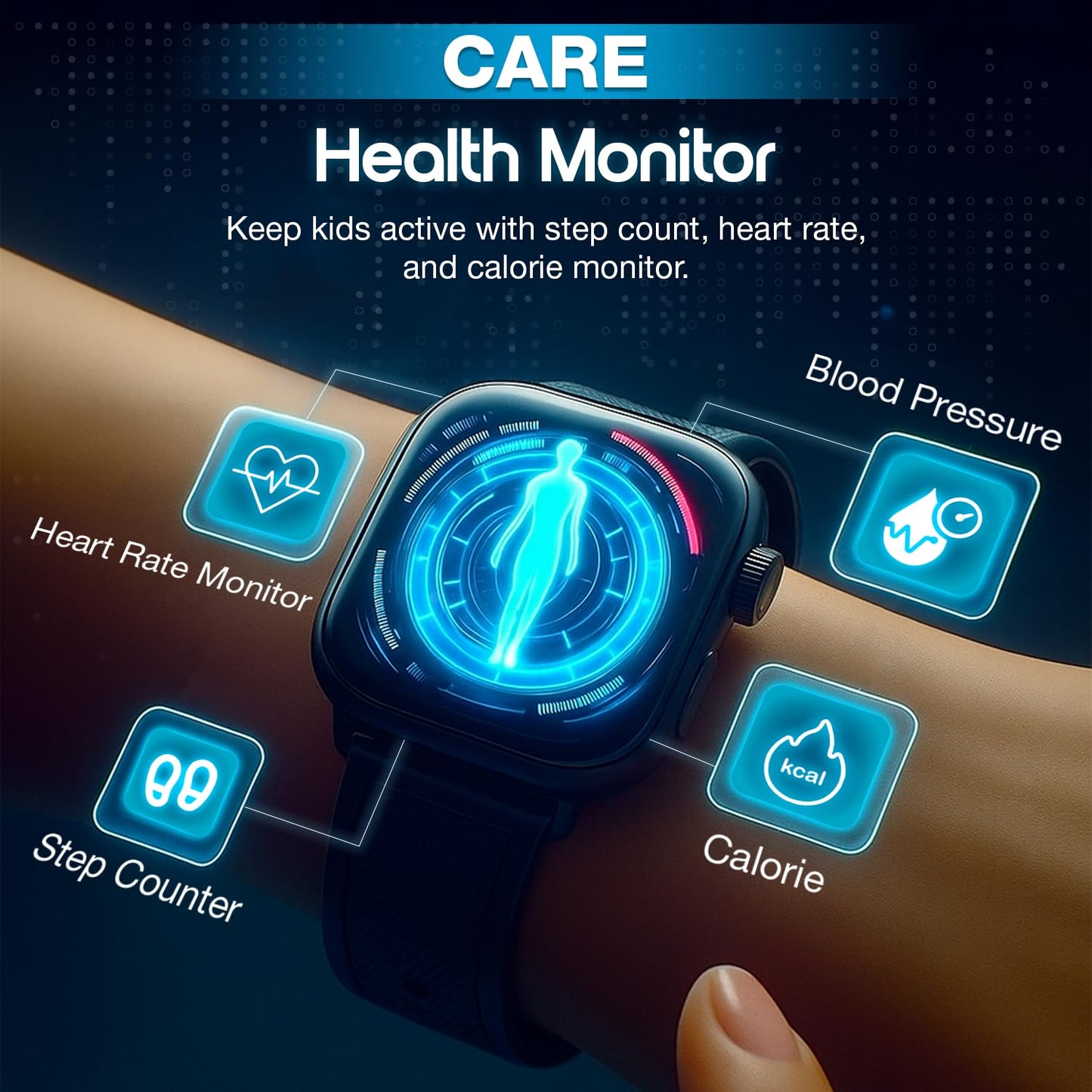 sekyo 'Neo Fit' 4G Kids Smartwatch with AI Learning Coach | Whatsapp, Video Call, GPS Tracker, Health & Activity Tracker, Habit Coach| Edu-Games, Step Count, Camera, Sim Card Parental App, Boys/Girls