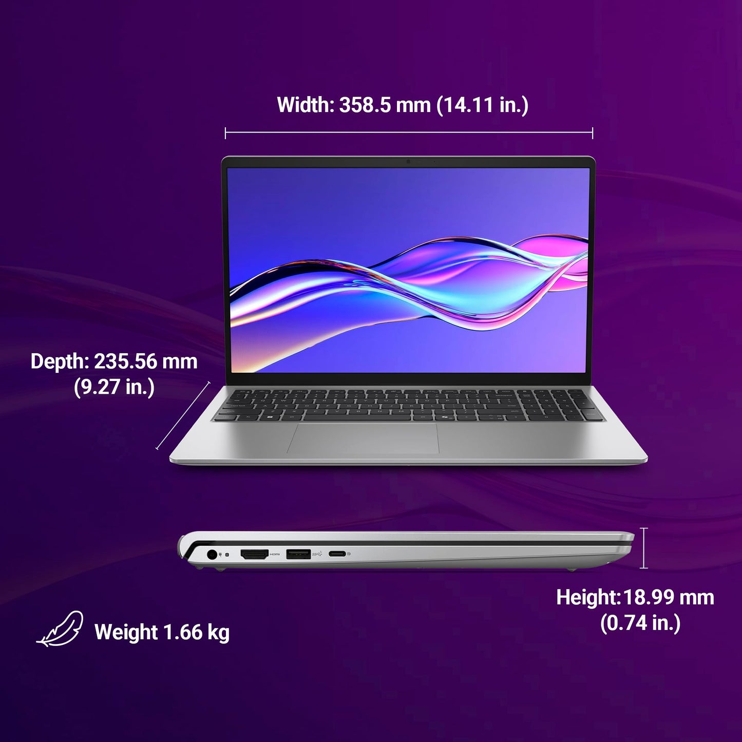 Dell 15 AI Powered Laptop, Intel Core Ultra 5 225H, 16GB DDR5 RAM, 512GB SSD, 15.6" FHD Anti-Glare Display, Intel Arc Graphics, Dedicated Copilot Key, Backlit Keyboard, Silver, Win11 Home + MSO H&S'24