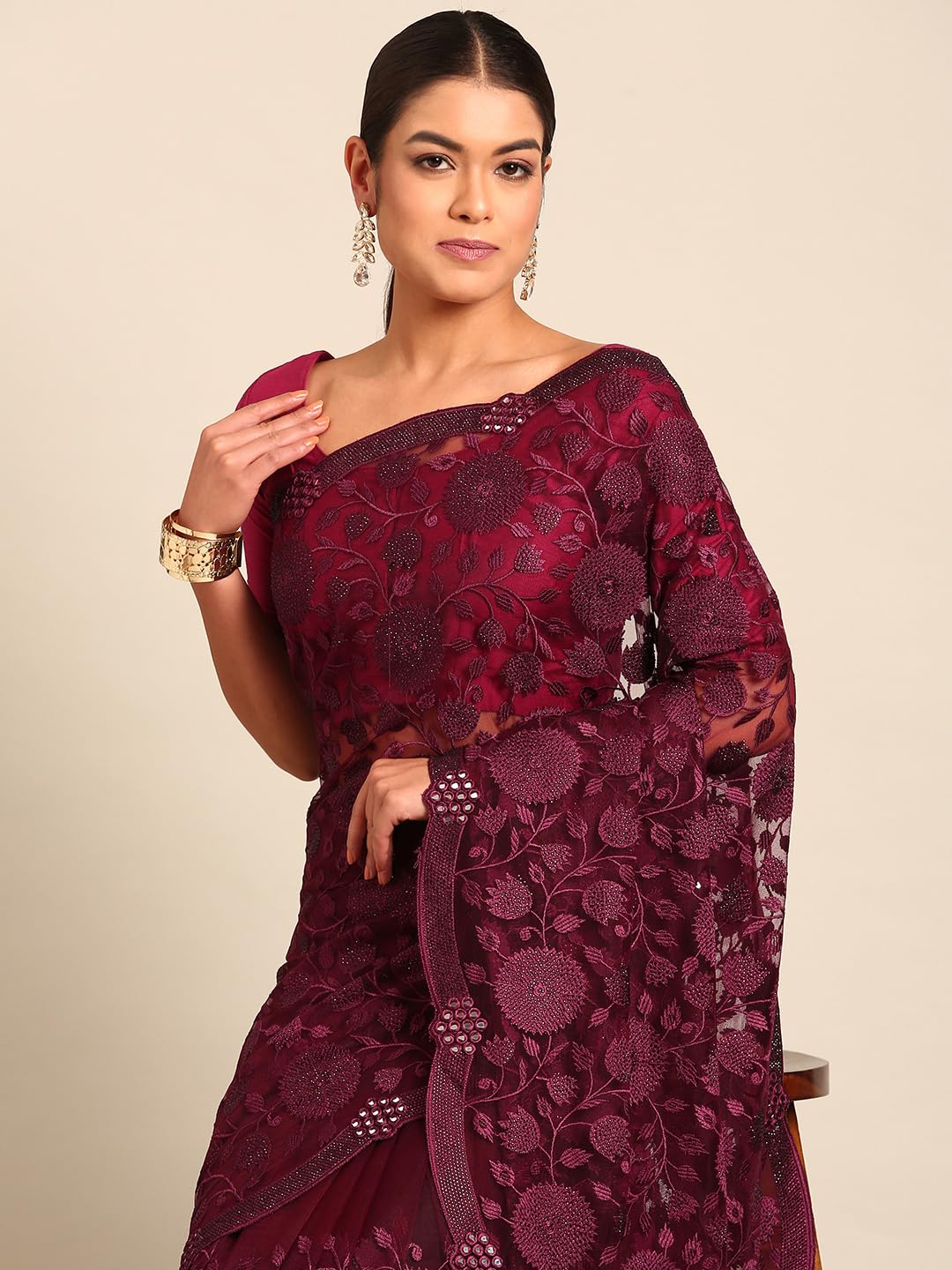 MOHEY Embroidery|Stone Work Saree for Women