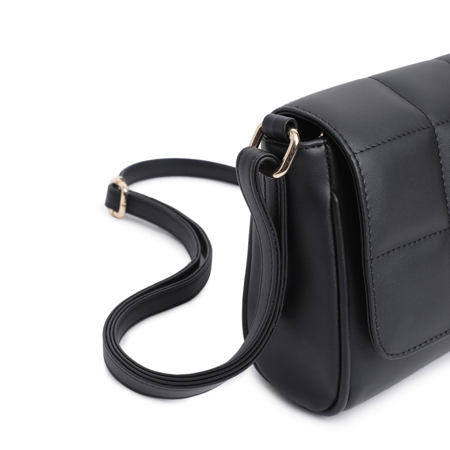 Fastrack Quilted Sling Bag for Women | Chic Crossbody Bag for Girls, Ladies, Women | Spacious Bag with Slip Pocket Made of Faux Leather (Black)