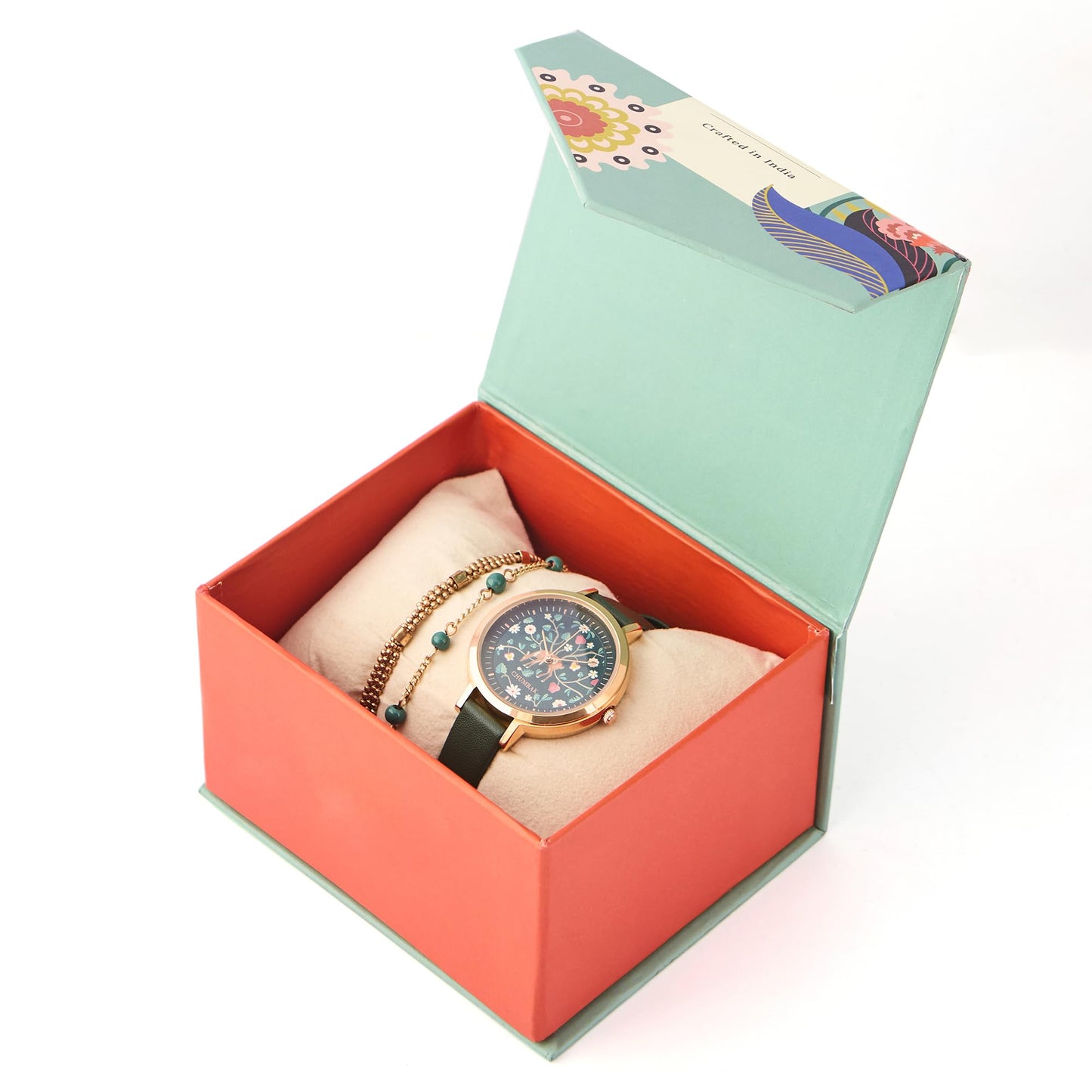 Chumbak Hangul Mesh Strap Watch with Bracelet Set – Elegant Women’s Analog Watch Combo – Fashion Accessory Inspired by Kashmiri Art, Kashmir Trails Collections Collection