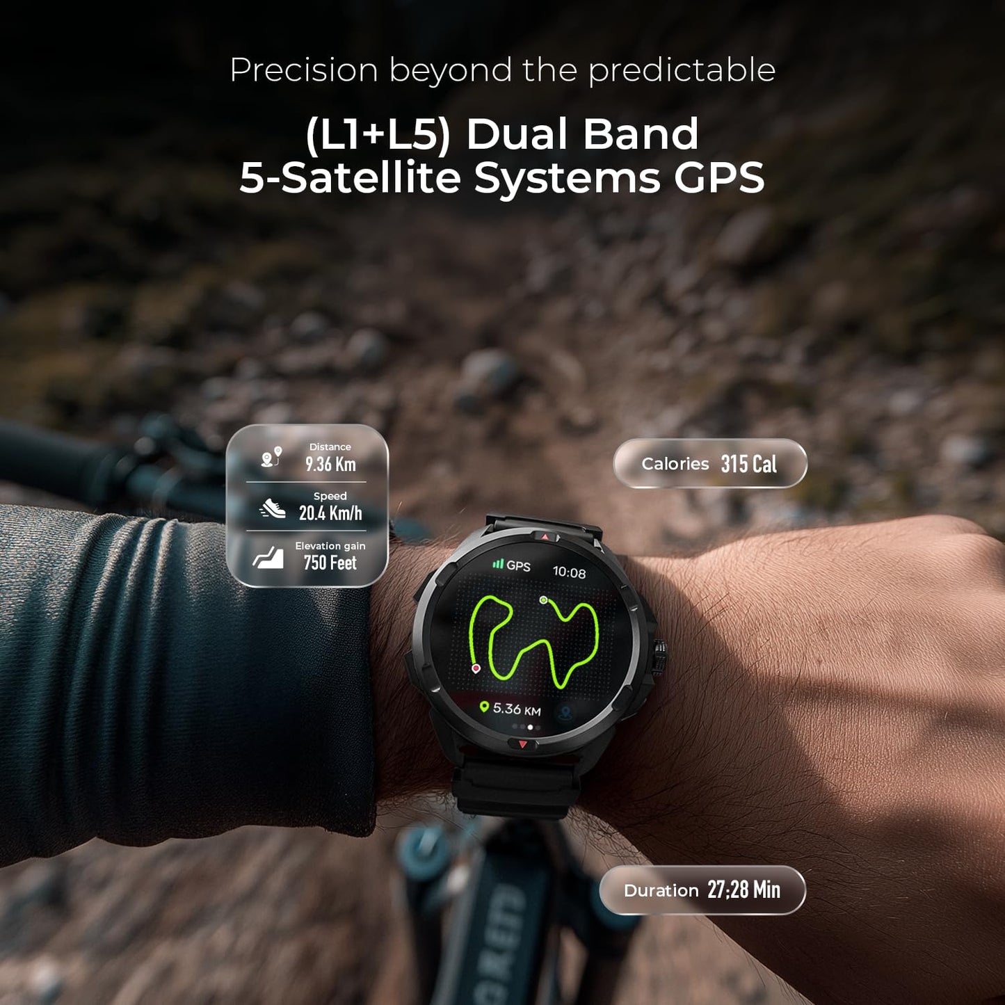 Noise Endeavour Pro Outdoor Rugged Military Smart Watch, Titanium Alloy Bezel, Dual-Band GPS, 164ft Water Resistance, 28 Days Battery on Standby, AI Companion, for iOS & Android (Driftstone Beige)