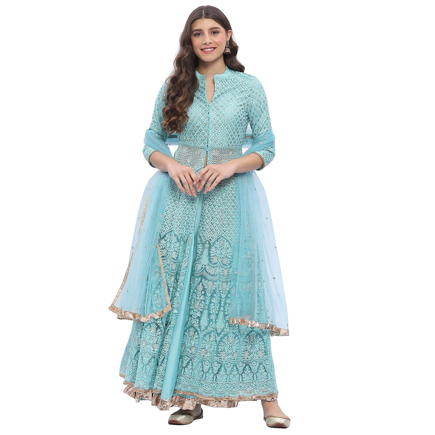 Biba Women's Cotton Kurta Sets (SKD6463AW24BLU_Blue