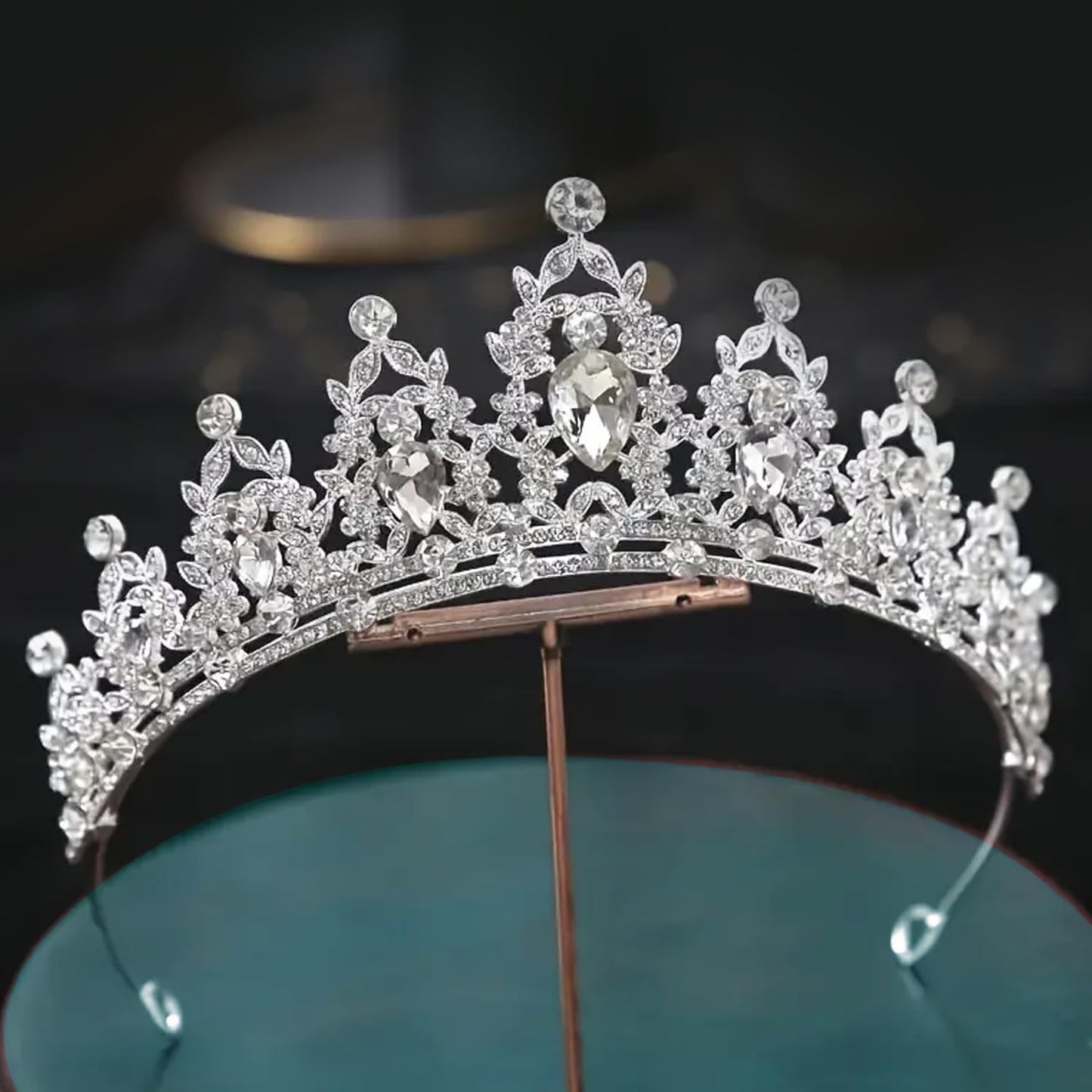 Peora Silver Plated Cubic Zirconia Studded Princess Tiara Crown Hair Accessory Gift for Girls & Women.