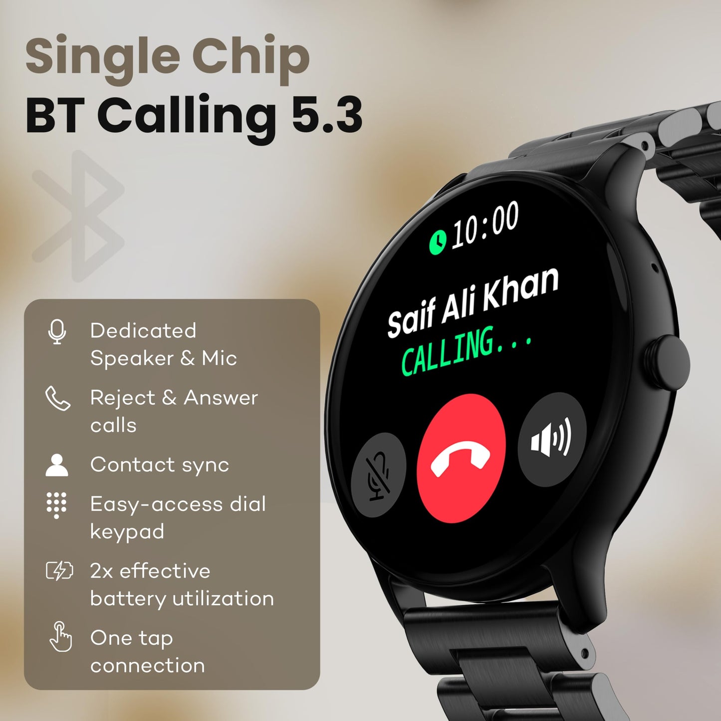 GOBOULT Dire Smartwatch: 1.38'' 2.5D Curved HD Display, BT Calling, 500 Nits Brightness, IP67, 250+ Watchfaces, 120+ Sports Modes, AI Voice Assistant, SpO2 Monitoring (Jet Black)