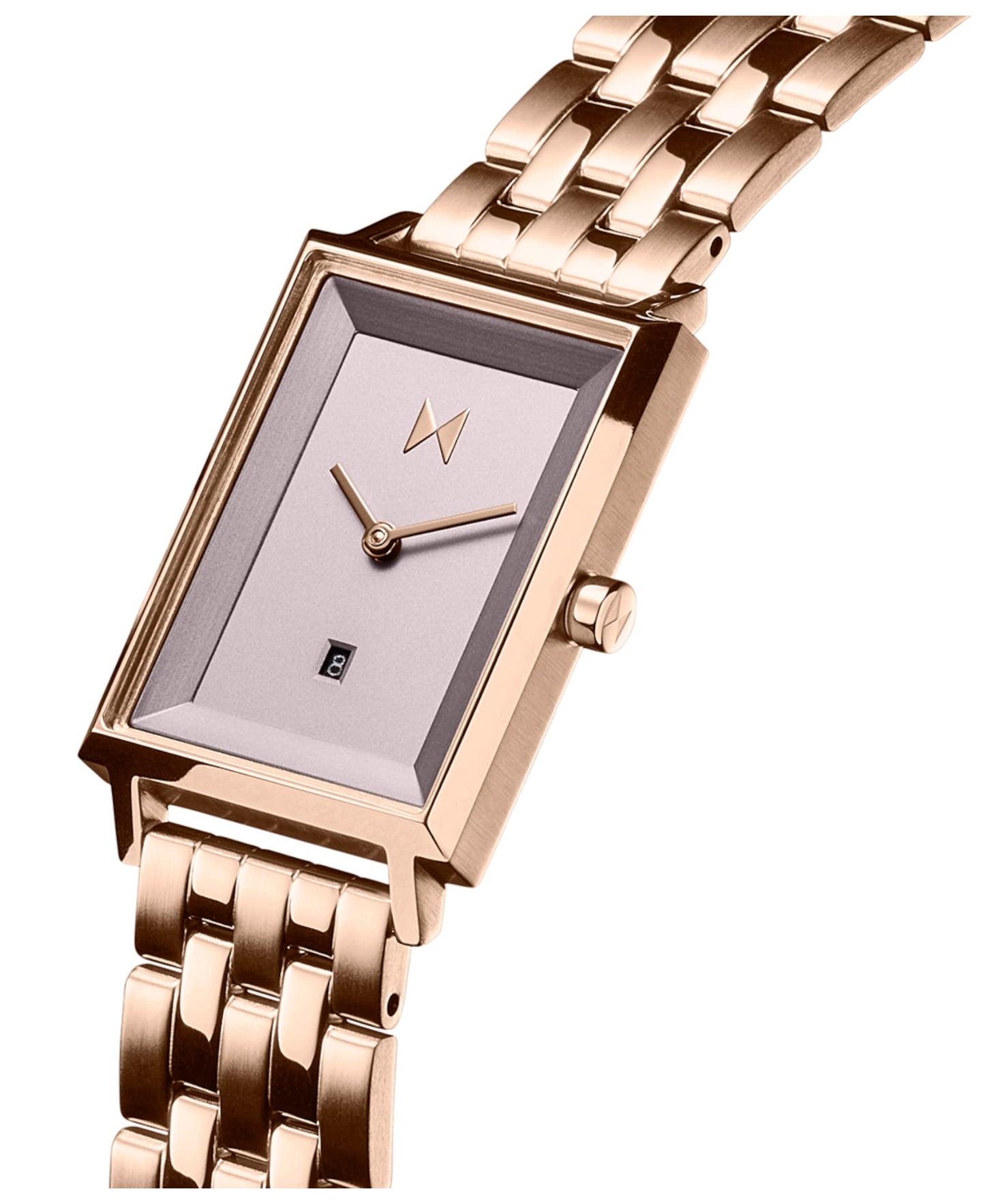 MVMT Stainless Steel Signature Square Women 24 Mm Lavender Lemon Analog Watch, Purple Dial, Gold Band