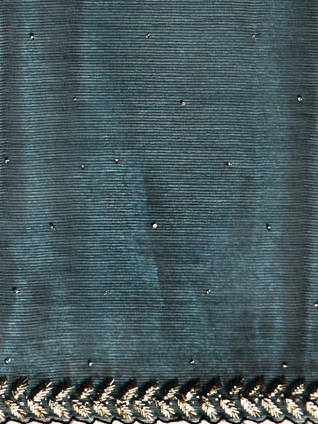 MOHEY Blue Organza Mirror Embroidered Saree for Women