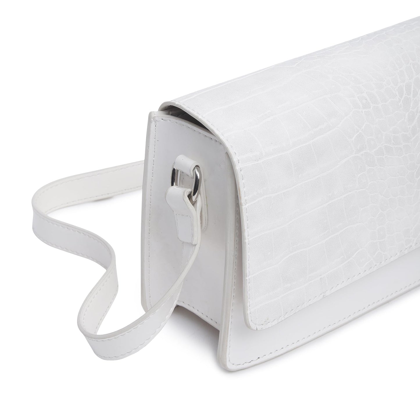 Fastrack Structured Shoulder Bag for Women | Trendy Shoulder Bag for Girls, Ladies, Women | Chic Textured Bag Made of Faux Leather (White)