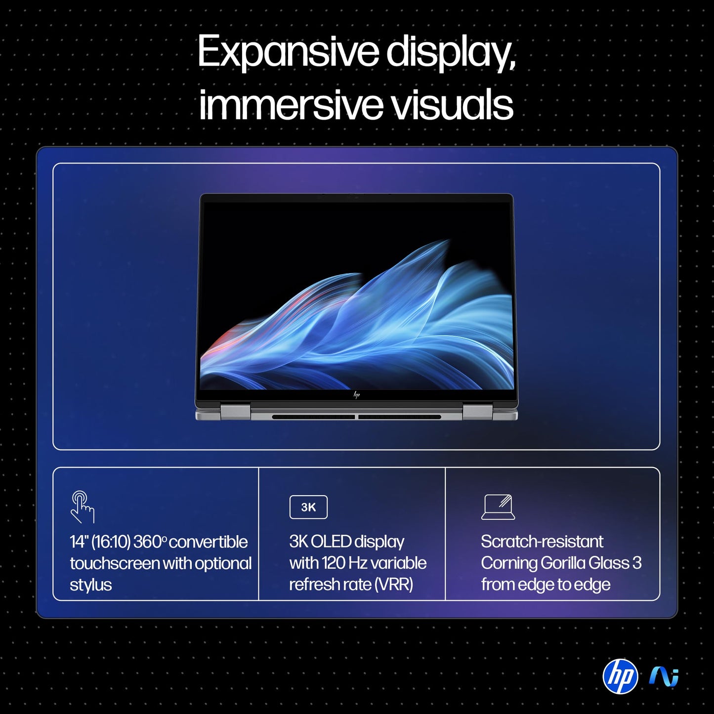 HP OmniBook X Flip (Previously Envy), Intel Core Ultra 5 226V, 40 Tops, (16GB LPDDR5X, 512GB SSD) 3K, OLED, 14''/35.6cm, Touch, Win11, Office24, Silver,1.38kg, fm0058TU, 5MP Camera, Next Gen AI Laptop