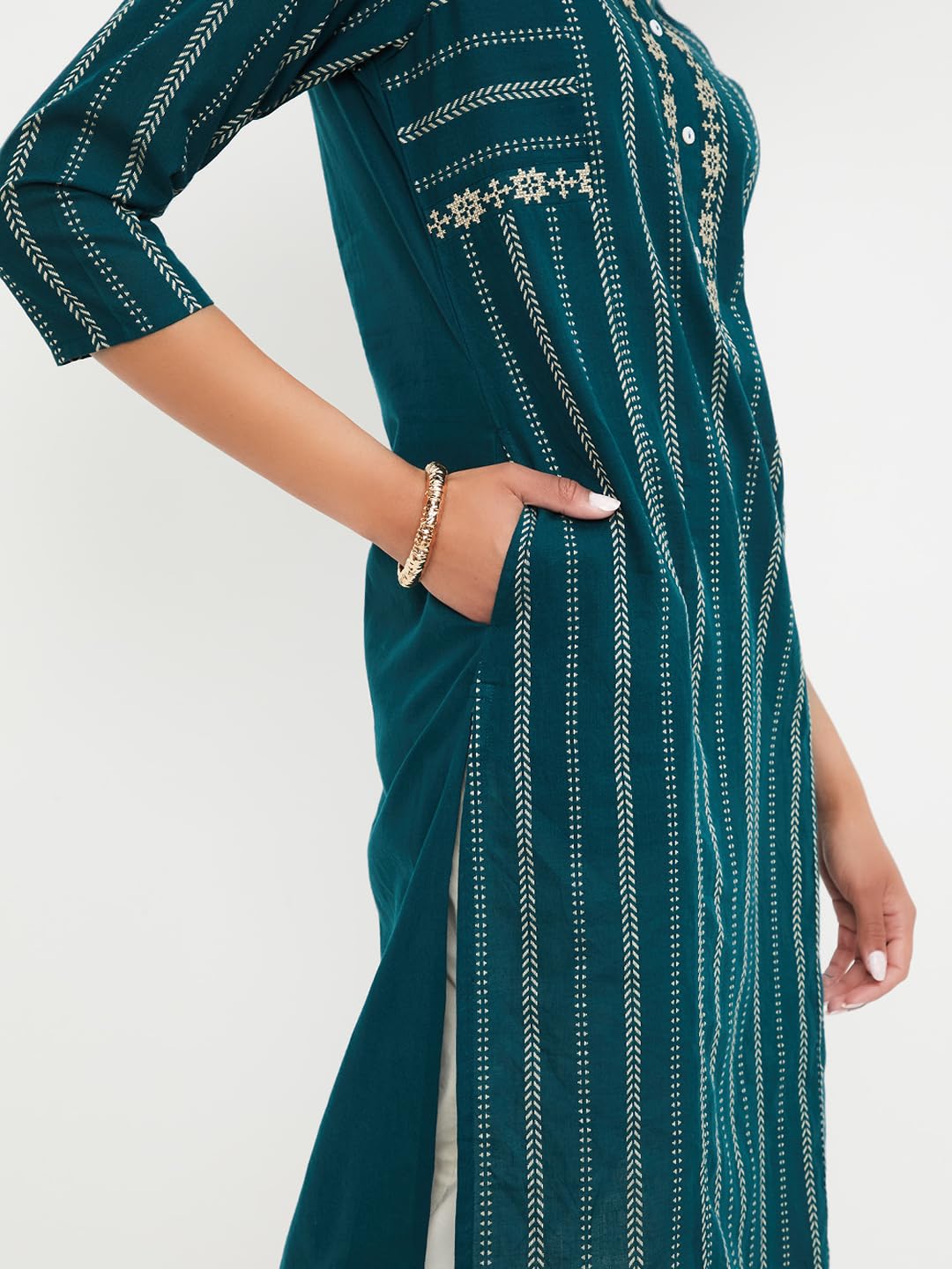 Max Women's Cotton Regular Kurta (PAWWPA25LO_Green