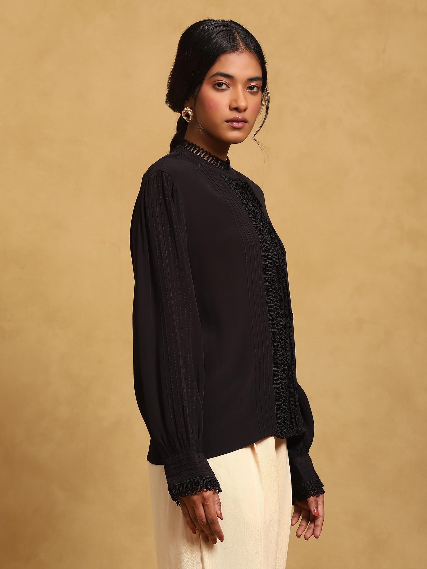 Ritu Kumar Black Full Sleeves Solid Shirt