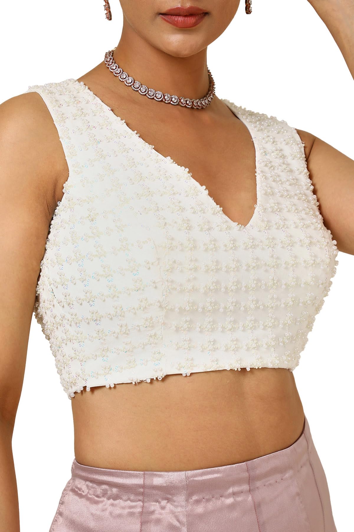 Soch Womens Georgette Padded Blouse with Beads and Stones