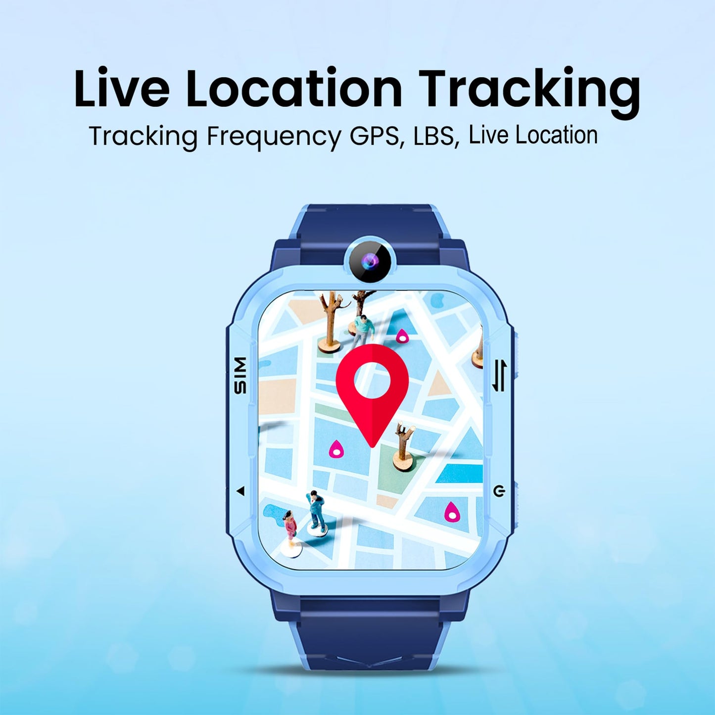 PunnkFunnk Newly Launched Safeguard 5G/4G Kids Smart Watch with SIM Calling, GPS Tracker, Video Call, SOS Alerts, Face Unlock, Games, IP67, 800mAh Battery, Voice Chat, Live Location(Blue)