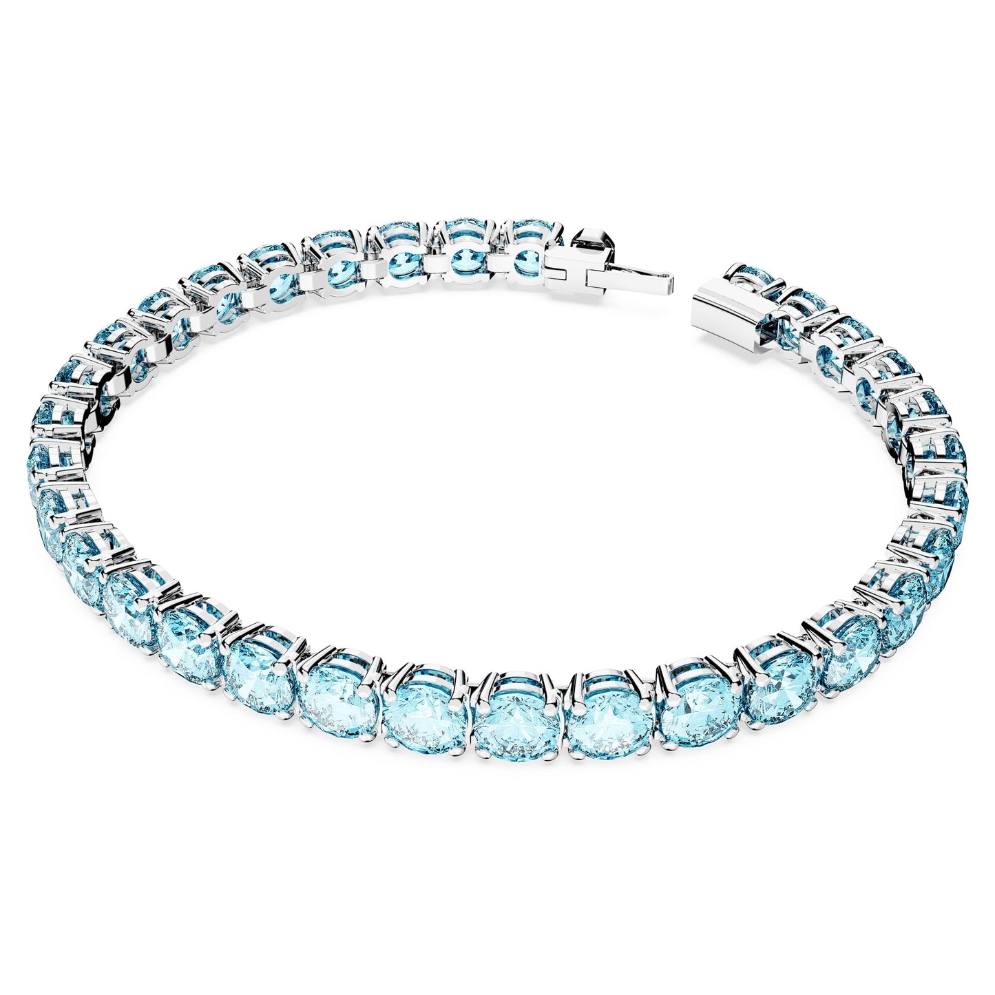 Swarovski Matrix Tennis bracelet, Round cut, Blue, Rhodium plated