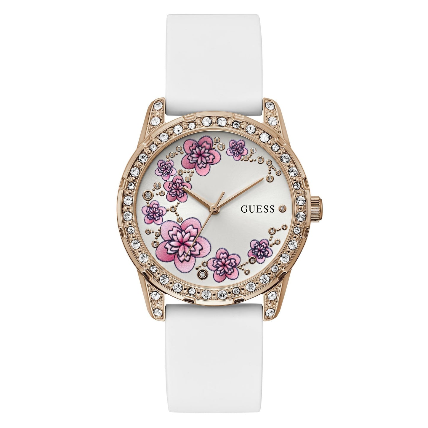 GUESS Silicone Women 40 Mm White Dial Analog Watch- U1399L2M