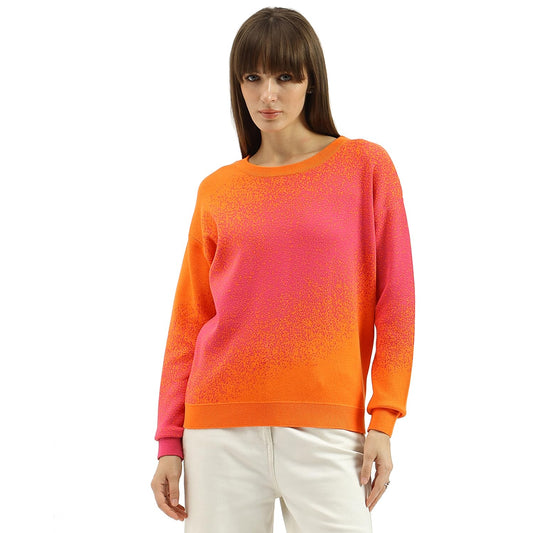 United Colors of Benetton Women's Cotton Round Neck Sweater (25A1099W3M56I902_Orange