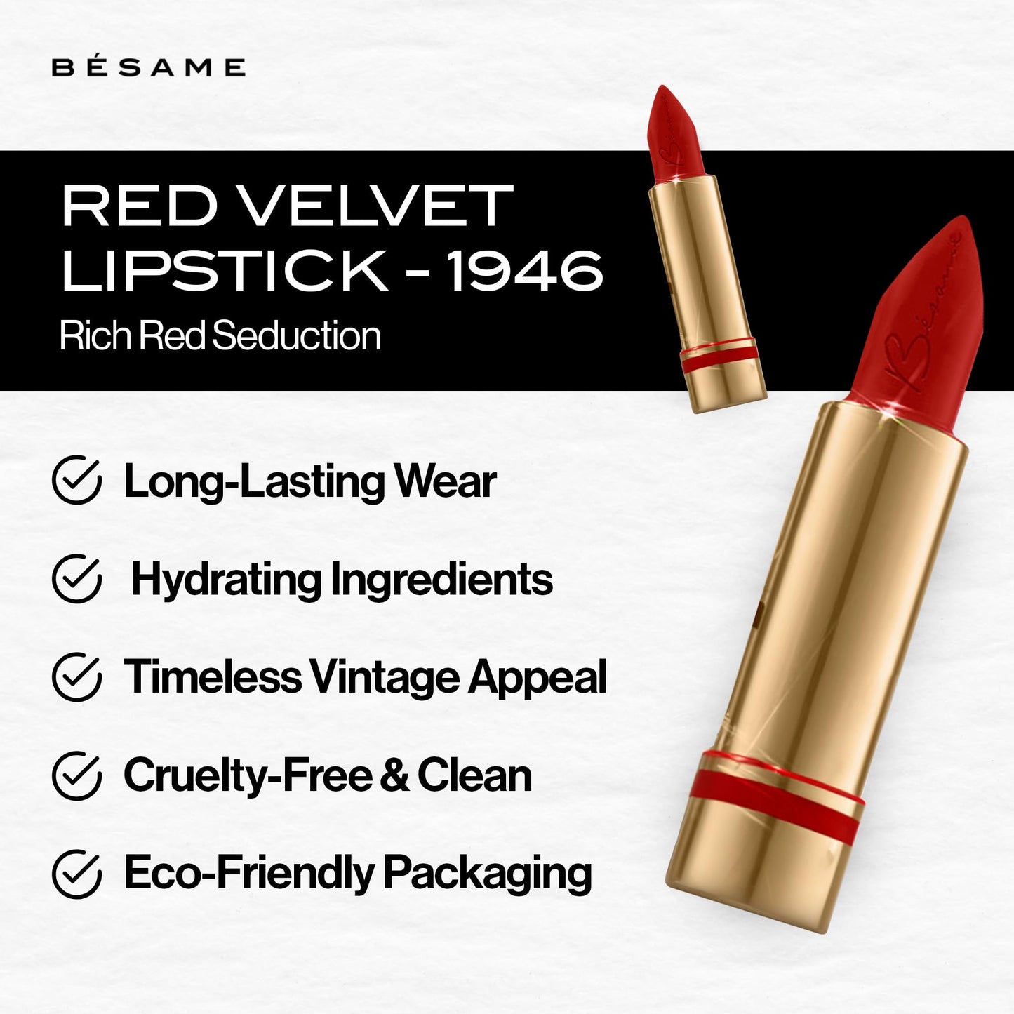 BÃƒ©same Cosmetics: Classic Color Lipstick - Vitamin-Enriched, Long-Wearing Satin Finish - Triple Pigmented - Feather Proof - Formulated for Sensitive Skin - Made in the USA