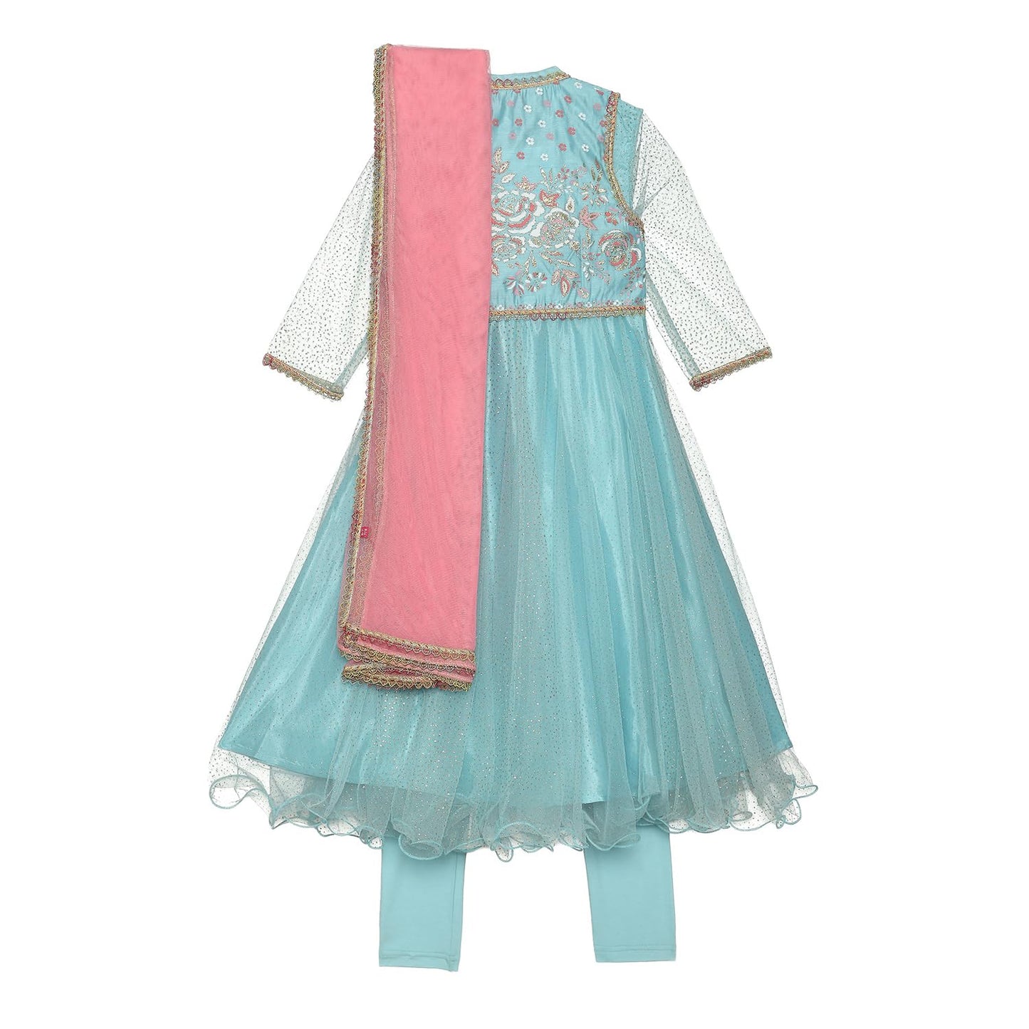 BIBA Girls PRINTED ANARKALI KID(KWSPARKLE MIST5929_SKY BLUE_3)