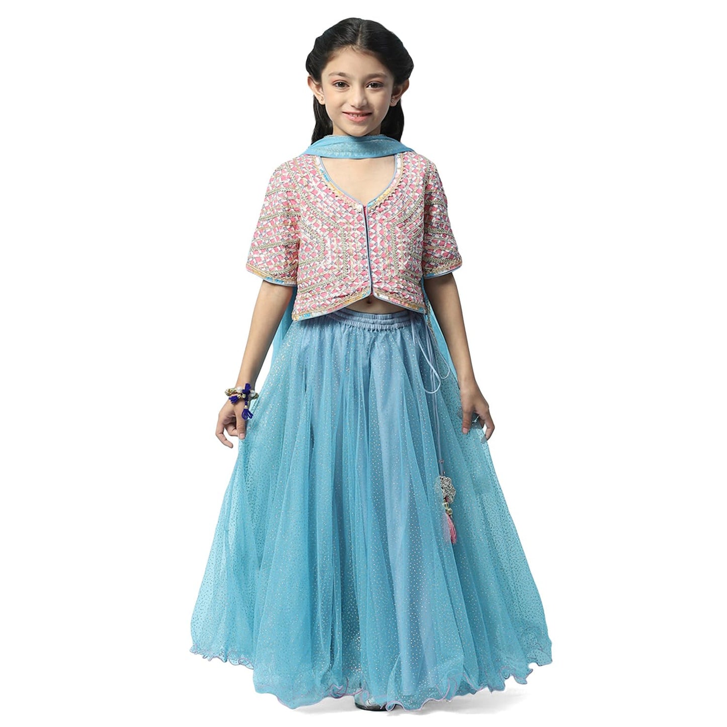 BIBA Girls Cotton Lehenga Set Readymade Pink 11