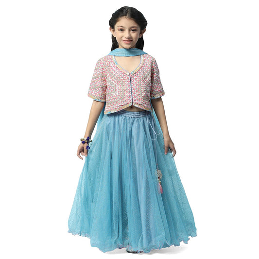 BIBA Girls Cotton Lehenga Set Readymade Pink 11
