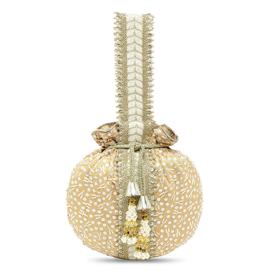 Peora Brown Potli Bags for Women Evening Bag Clutch Ethnic Bride Purse with Drawstring(P93BR)