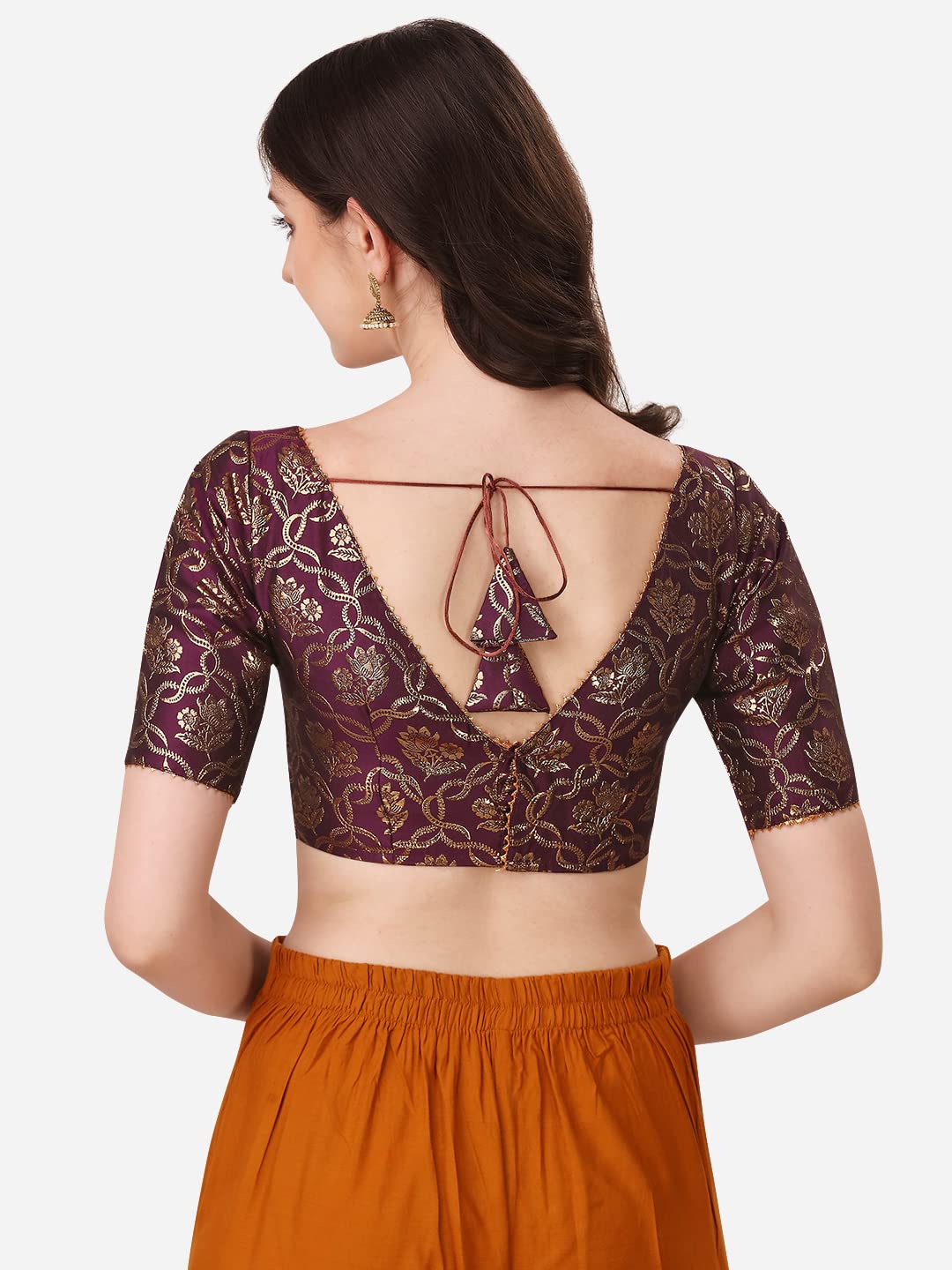 OOMPH! Jacquard Purple Readymade Blouse for Women - rbbl291m