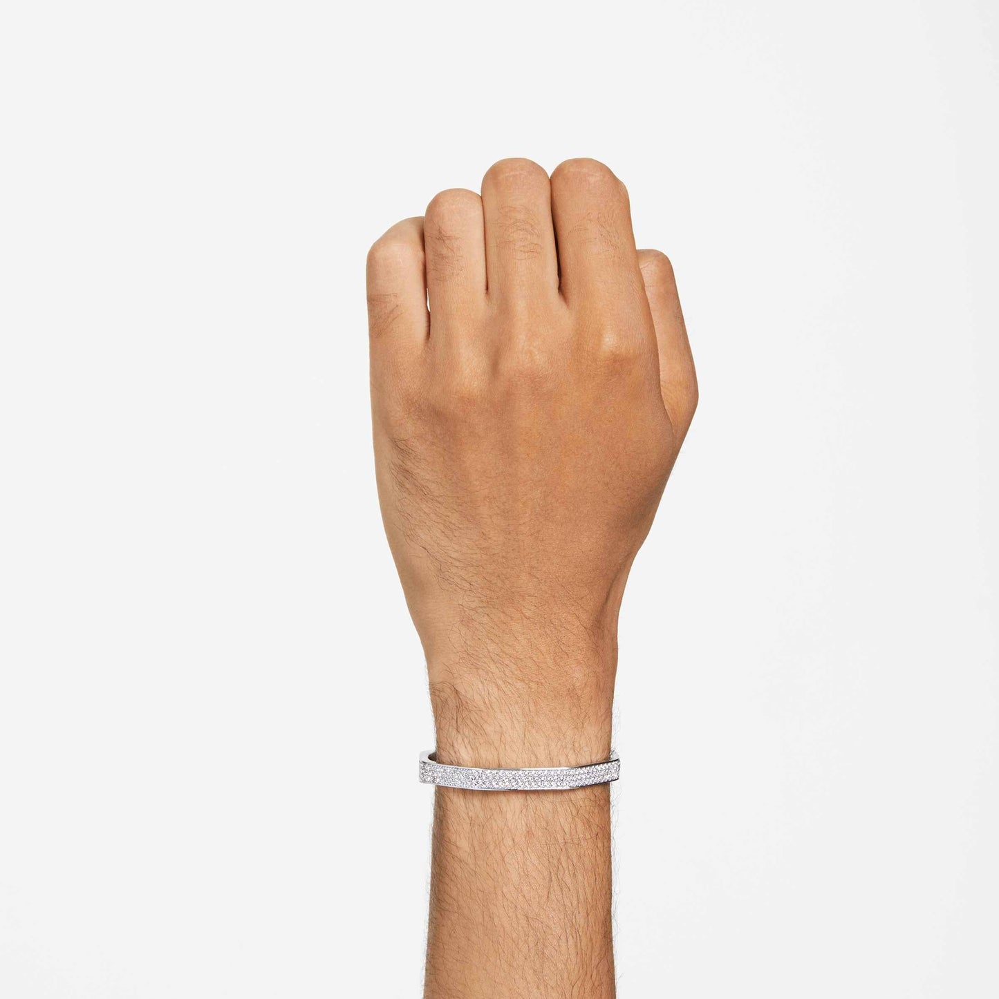 Swarovski Dextera bangle, Octagon shape, White, Rhodium plated
