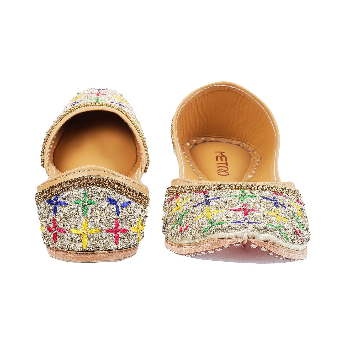 Metro Women Beige Beaded Sandals (35-3676-20-37) Size (4 UK/India (37EU))