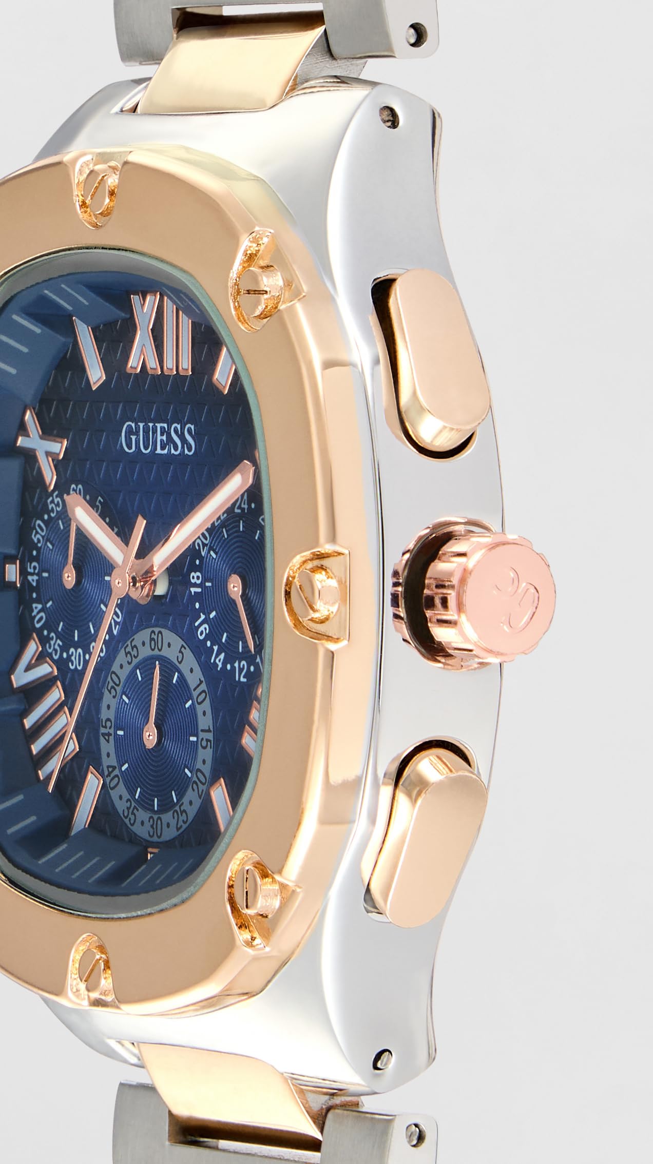 GUESS Men Blue Square Stainless Steel Dial Analog Watch- GW0572G4