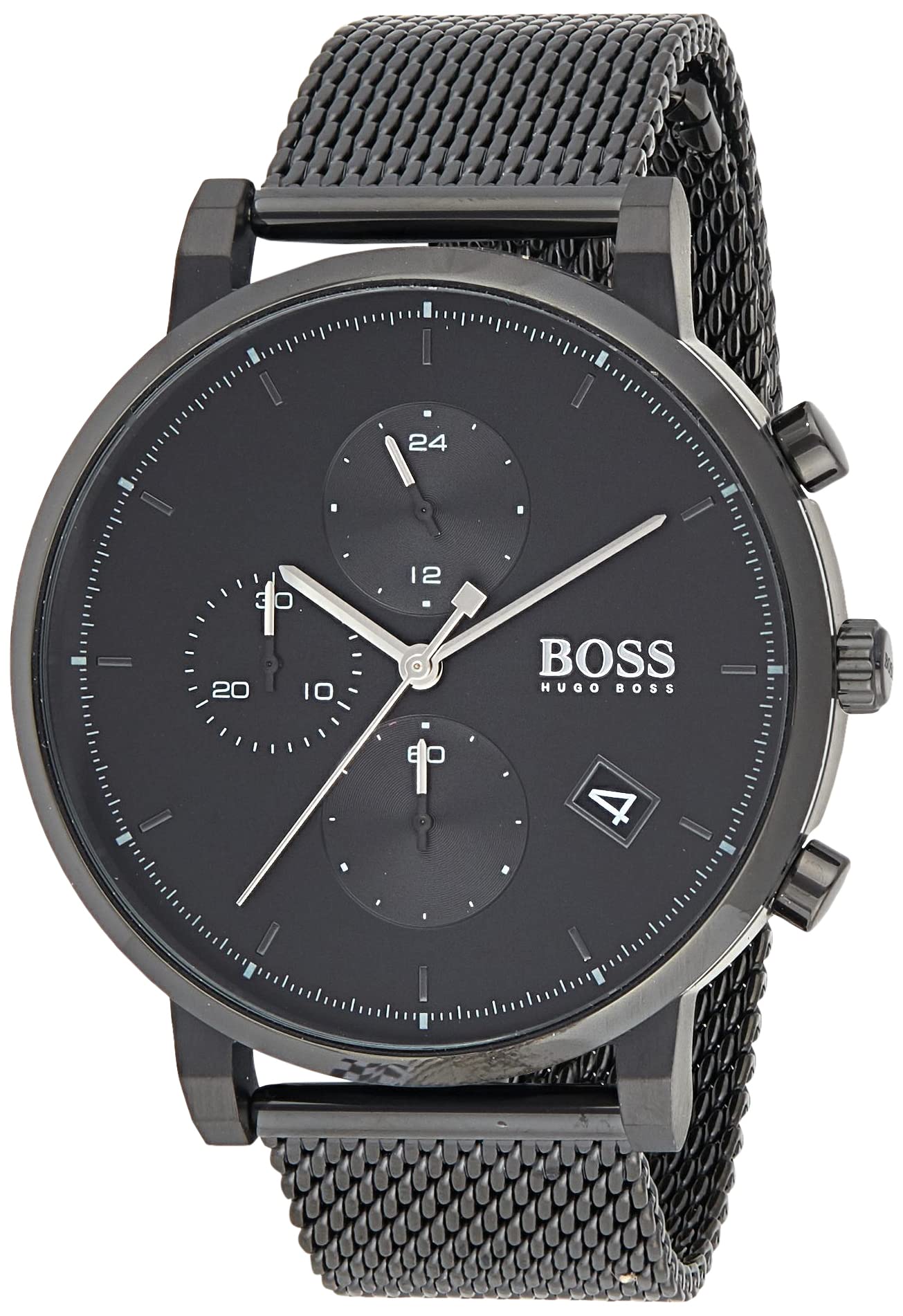 Hugo Boss Stainless Steel Montre Integrity Analog Black Dial Men Watch-1513813, Black Band