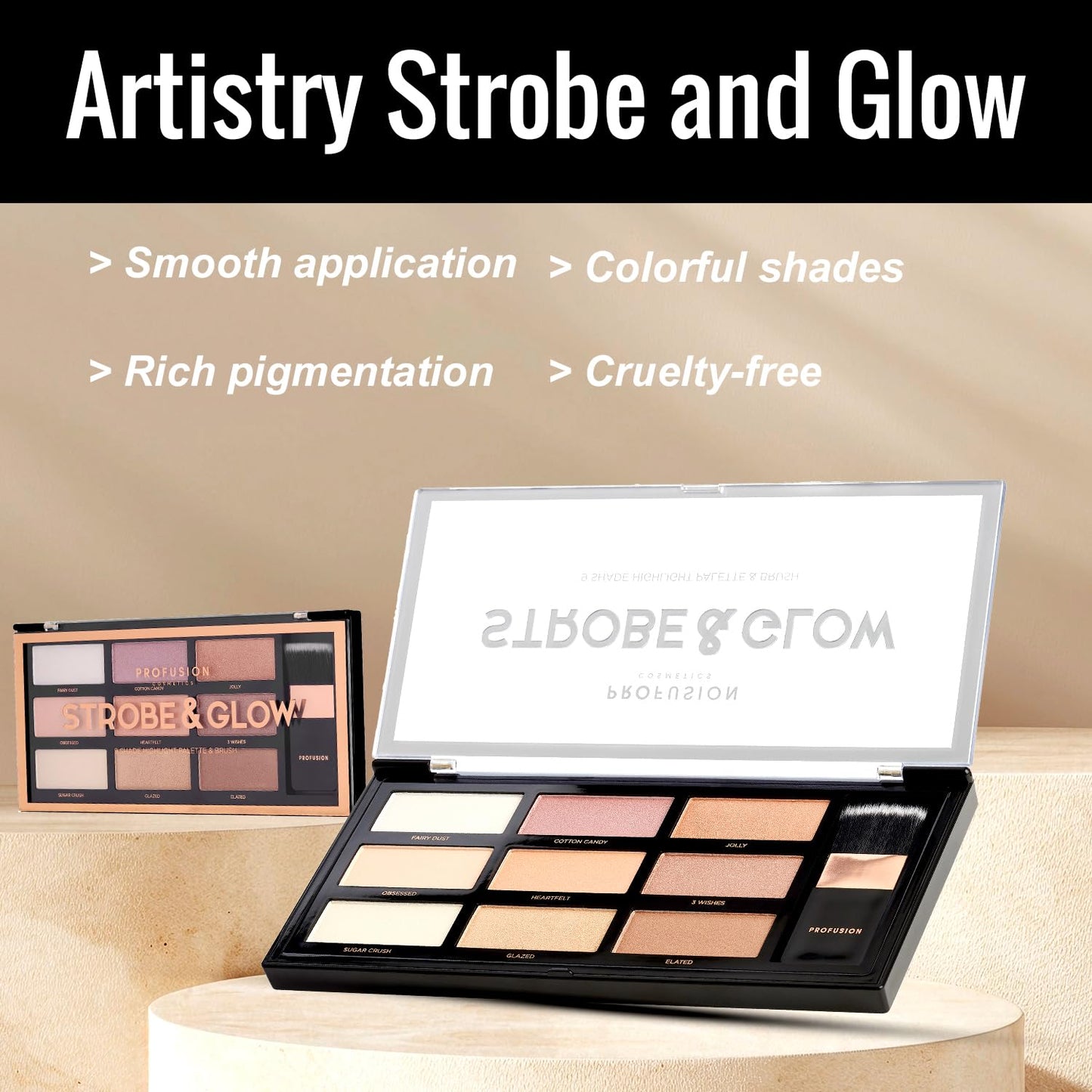 Profusion Cosmetics Strobe & Glow Artistry Palette, Glow, 36 g