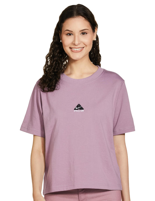 Nike Women Polyester Regular Fit Shirt (DQ2907-505_Amethyst Wave/Black/Summit White M)