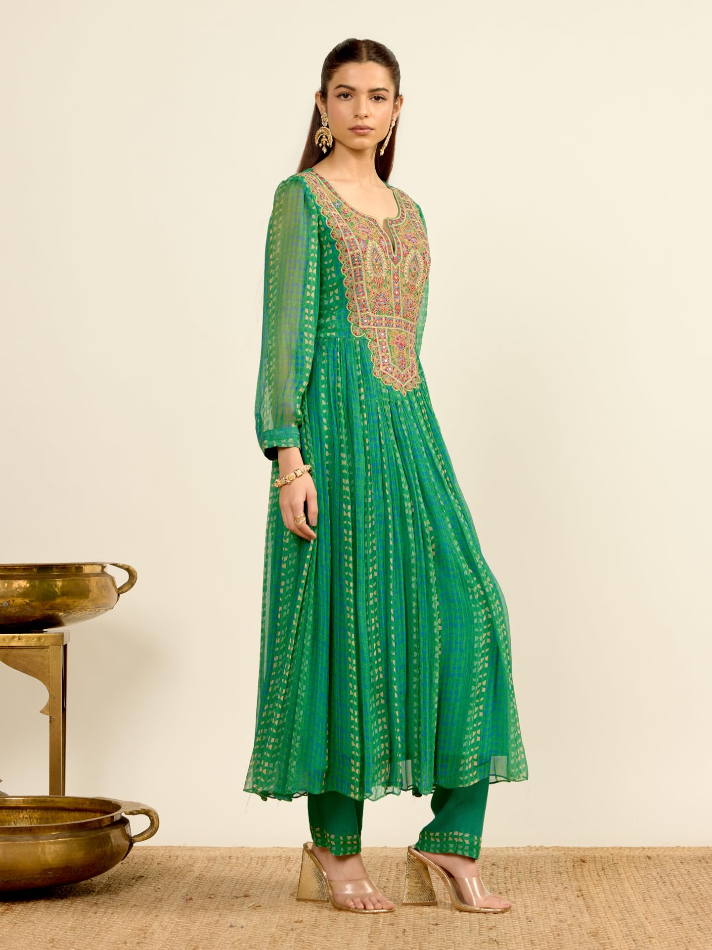 Aarke Ritu Kumar Green Mia Kurta With Pant And Dupatta