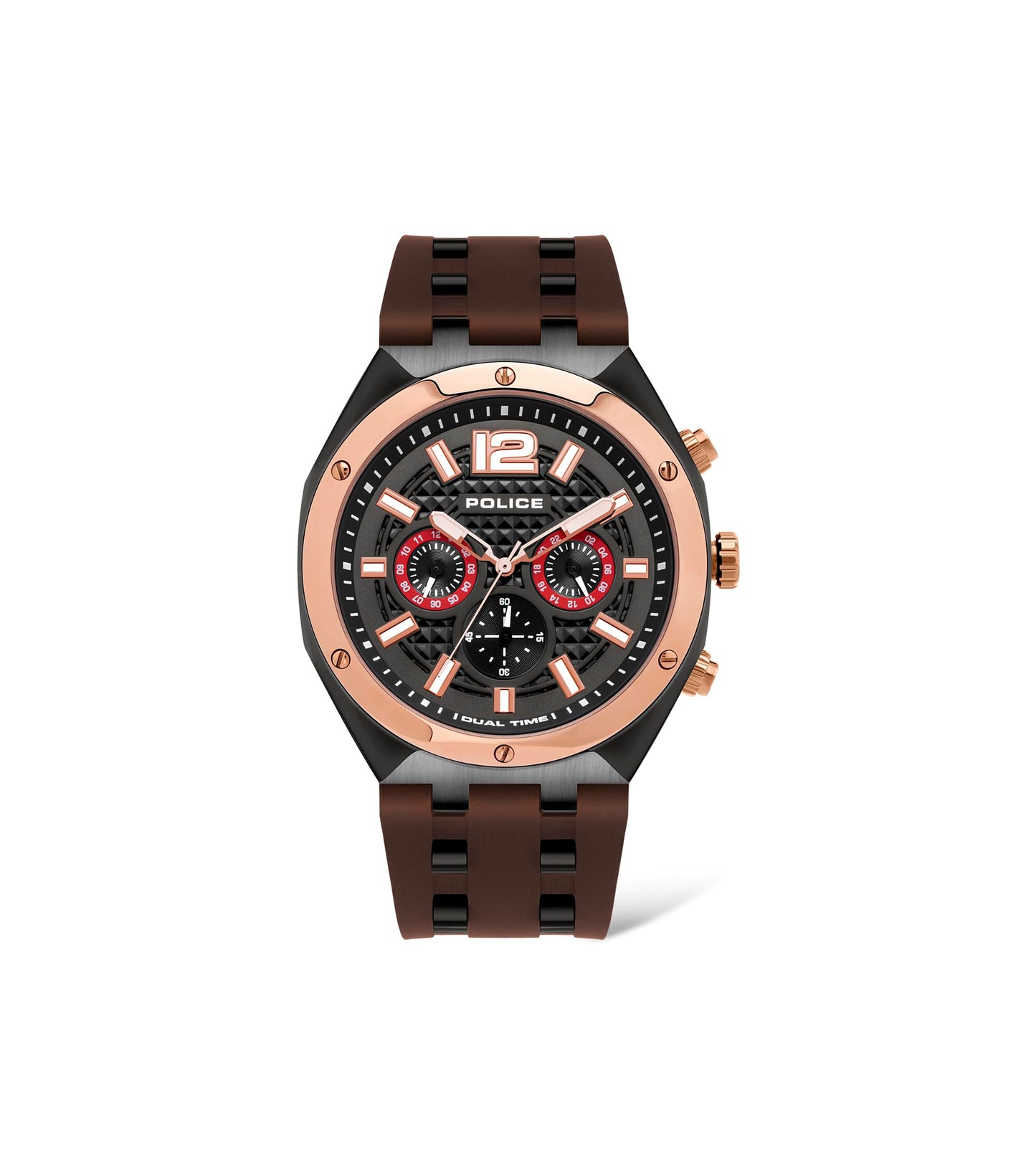 Police Quartz Multifunction Brown DIAL Silicone Strap Watch for Men-PL15995JSBR61PW