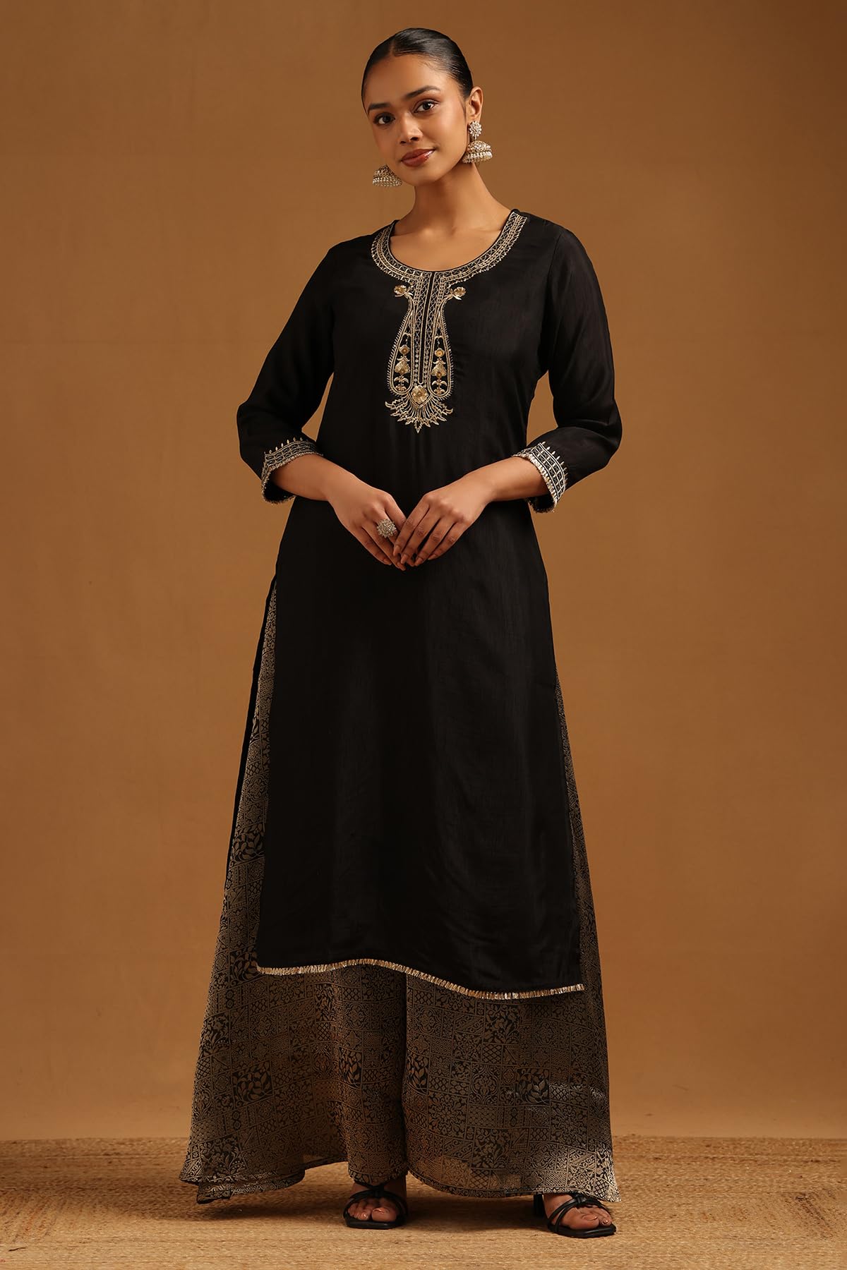 Soch Womens Black Dola Silk Zari Embroidered Salwar Suit