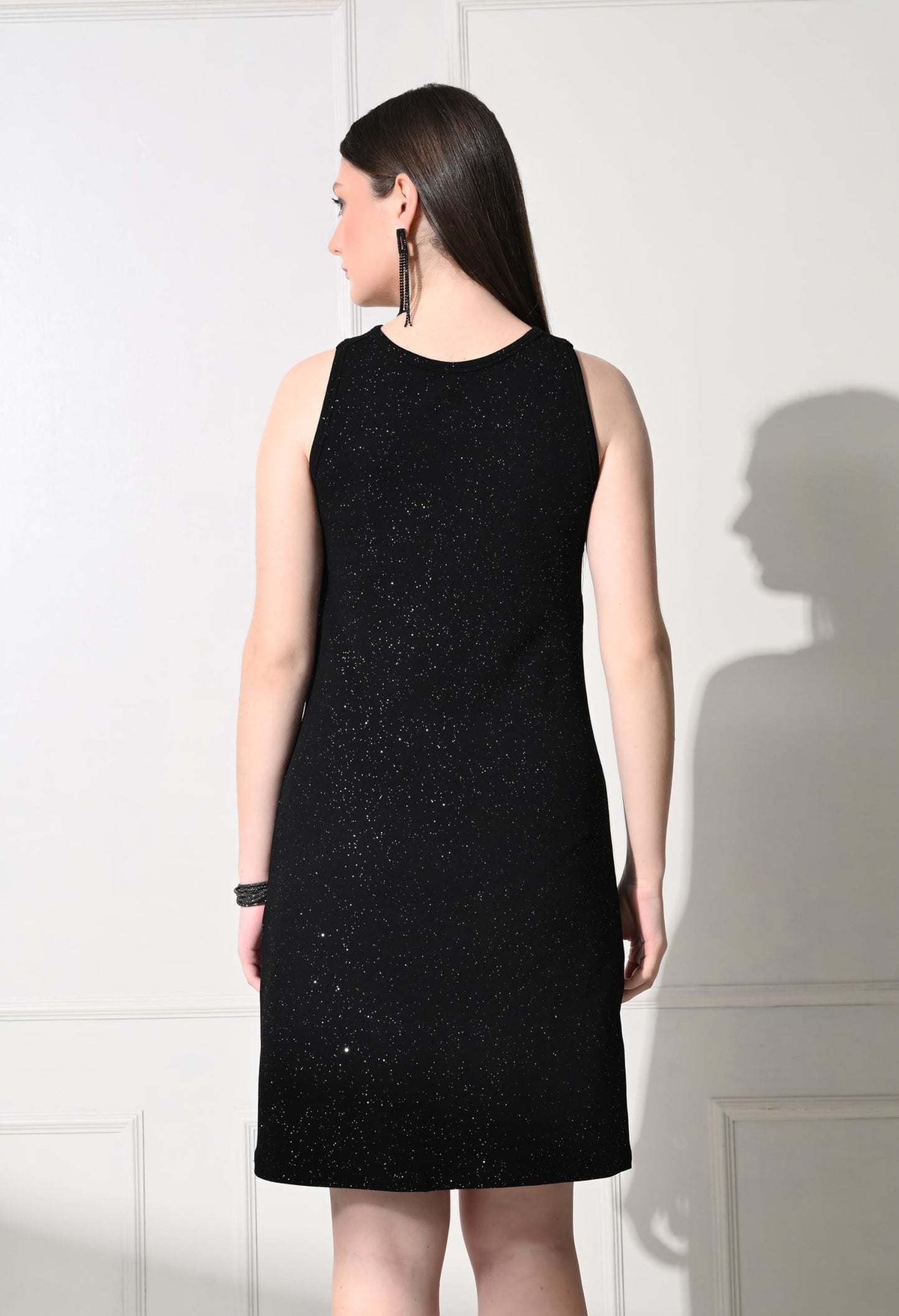 IUGA Women's Solid Cap Sleeve Round Neck Mini Bodycon Dresses Black