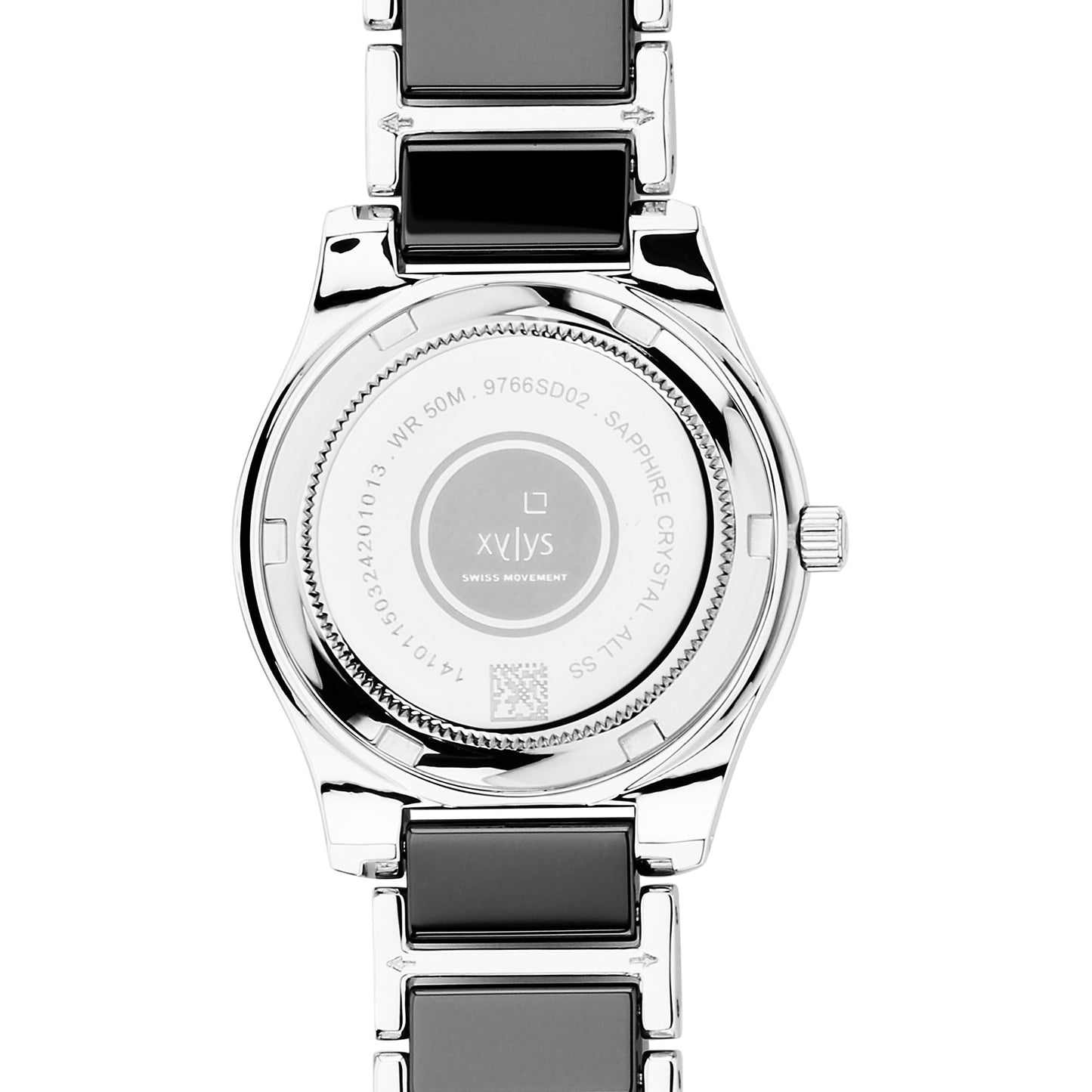 Xylys Shimmer Swiss Analog Blue Dial Two Toned Silver Steel & Black Ceramic Strap Watch for Women - 9766SD02E