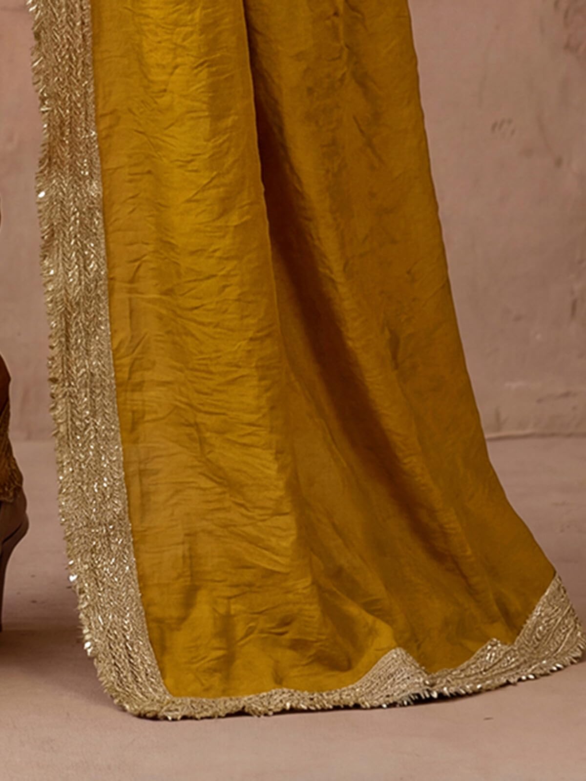 SIRIL Women's Silk Plain Saree with Unstitched Blouse Piece (5140S1092A_Mustard Yellow)