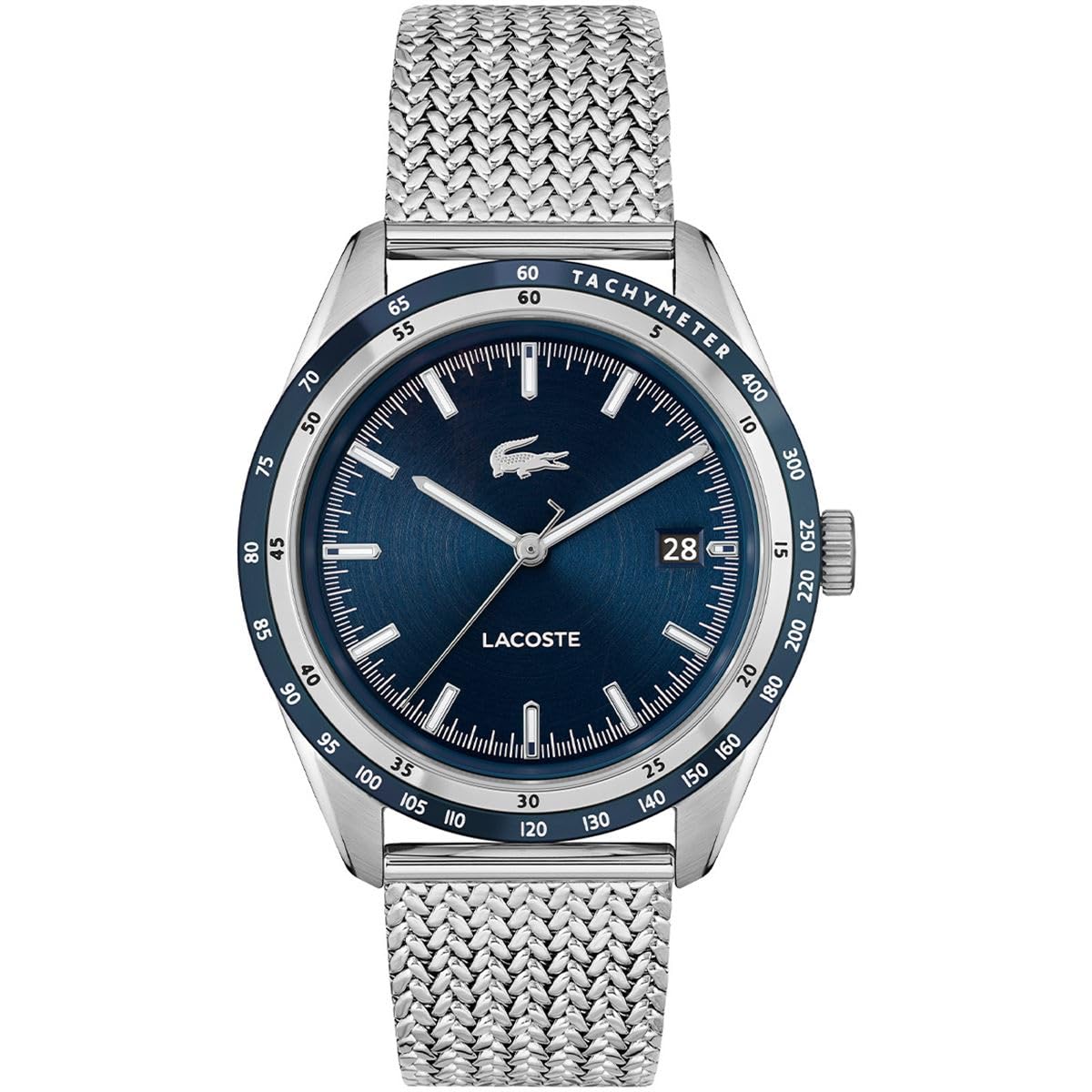Lacoste Everett Qtz Basic Calendar Blue Round Dial Men's Watch|Stainless Steel Material|Silver Color Band - 2011294