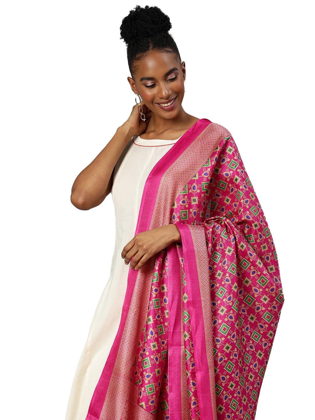 RANI SAAHIBA Women's Art Silk Dupatta(SSKRDD2168_Rani)