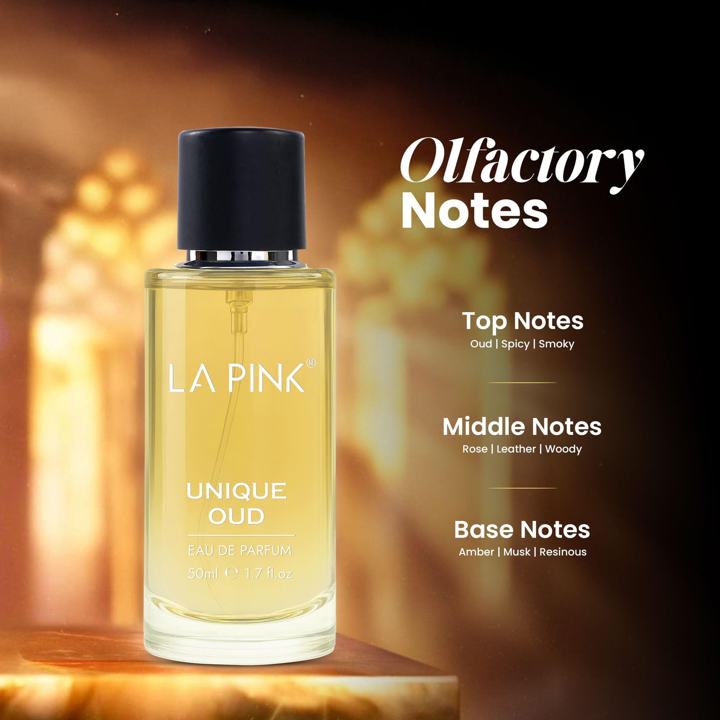 La Pink Unique Oud EDP Perfume for Woman & Man | Oud, Leather, Woody & Musky Notes | Long Lasting Unisex Luxury Fragrance for Men & Women | 50ml