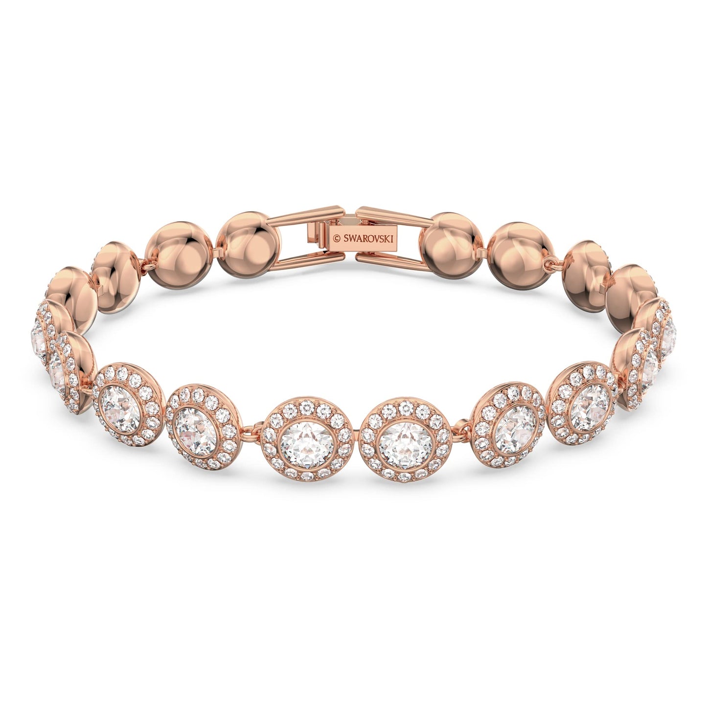 Swarovski Una Angelic bracelet, Round cut, Pavé, Medium, White, Rose gold-tone plated