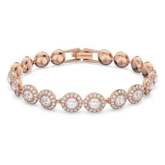 Swarovski Una Angelic bracelet, Round cut, Pavé, Medium, White, Rose gold-tone plated
