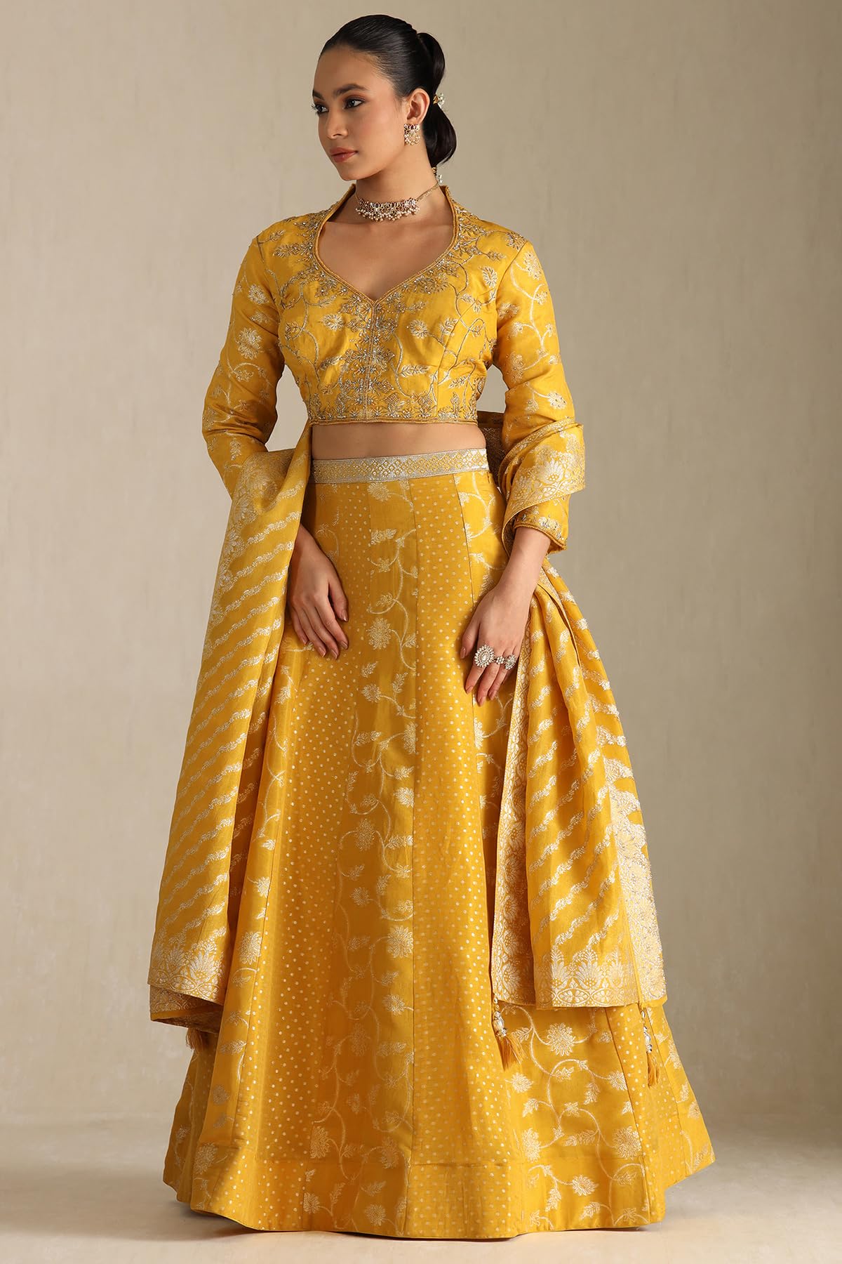 Soch Women's Viscose Lehenga Choli (OWS5CD21806_Yellow_XL)