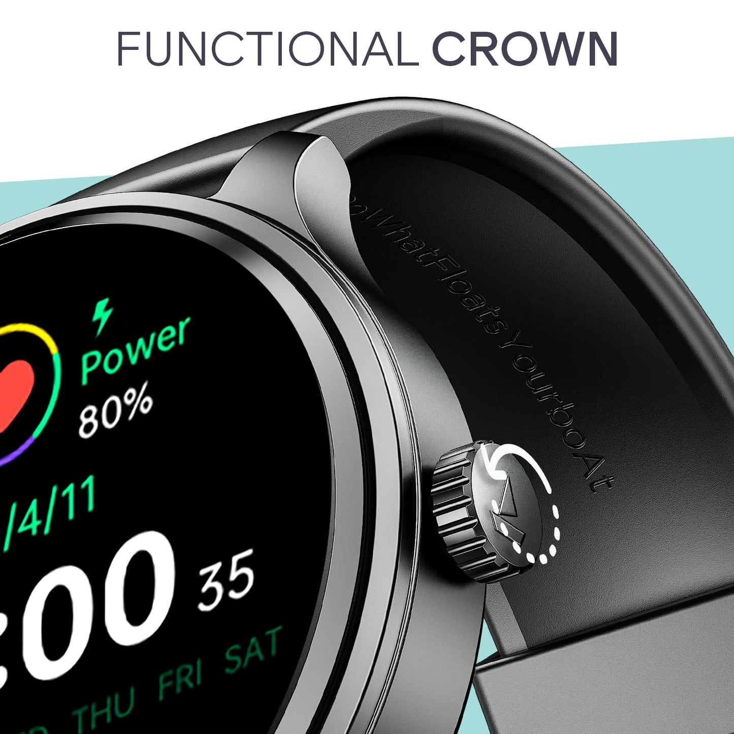 Boat Lunar Discovery Neo, 1.39" (3.5 cm) Round HD Display, Premium Metallic Finish, Animated Watchfaces, 100+ Sports Mode, Bluetooth Calling, Smart Watch for Men & Women (Active Black)