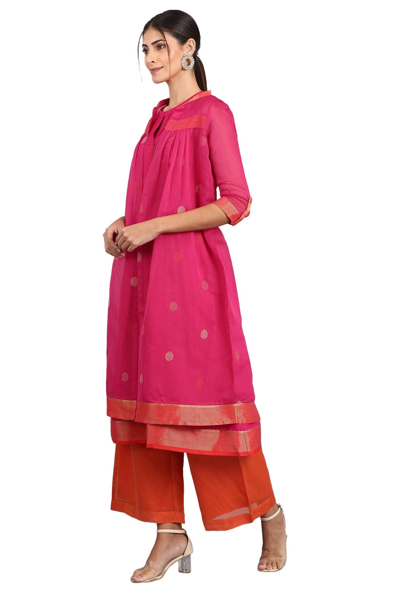 W for Woman Women's Rayon Salwar Suit Set (19AUWS12903-212656_Pink_XS (6))