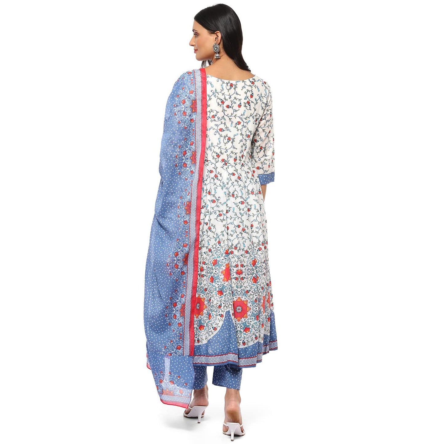 BIBA WOMEN PRINTED STRAIGHT SALWAR KURTA DUPATTA(SKDASSORTED8474_WHITE_34)