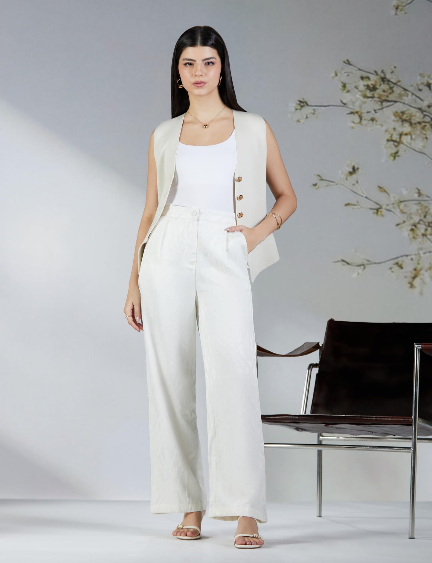 U.S. POLO ASSN. Women's Loose Casual Pants (UWAW24TRO118 White