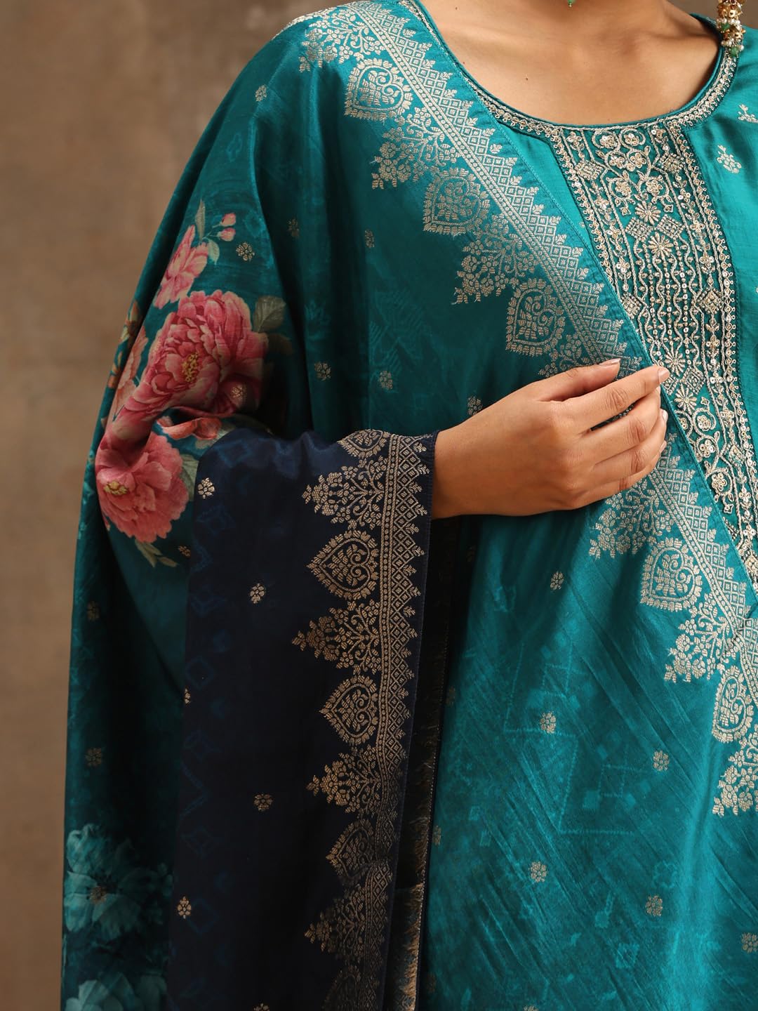 Libas Women's Silk Kurta Sets (38037O_Green